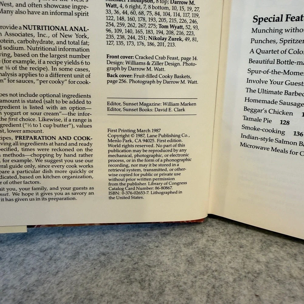 The Best of Sunset Cookbook 1987 - Hardcover